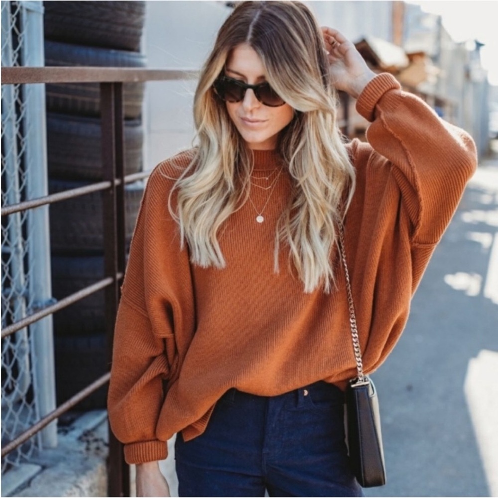 Free people oversized cozy rust sweater